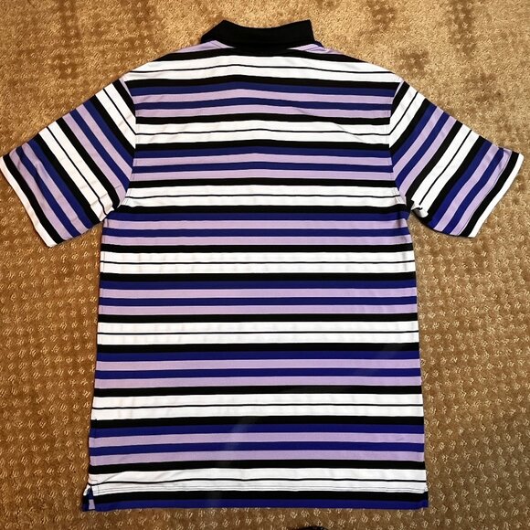 Nike Golf Dri-Fit Polo Shirt Mens Size M Short Sleeve Logo Purple Black White - Picture 8 of 9